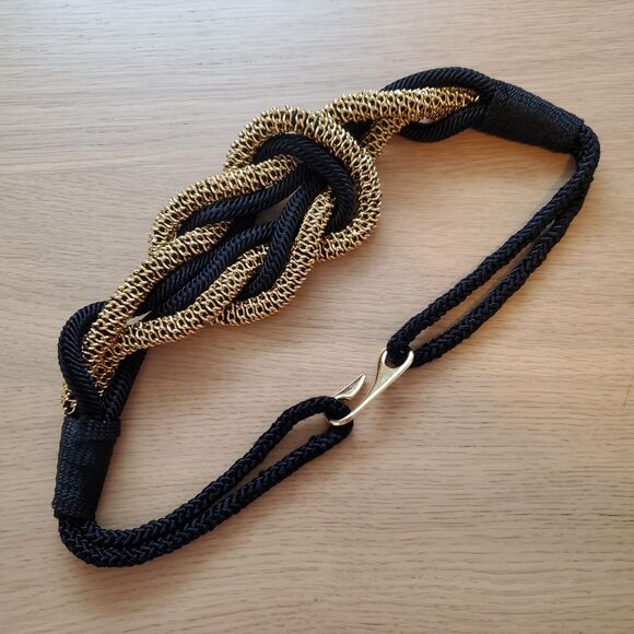 Vintage 80s Black and Gold Rope Belt main image 6